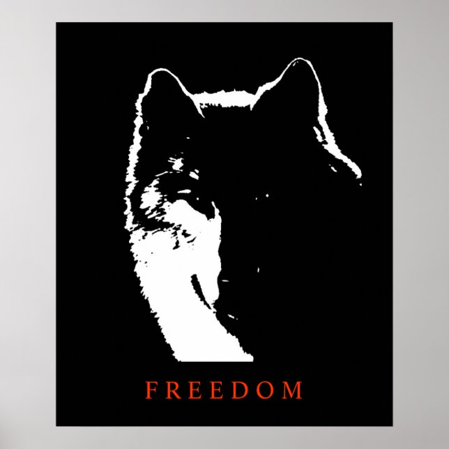 Pop Art Black White Motivation Wolf Impressão (Frente)