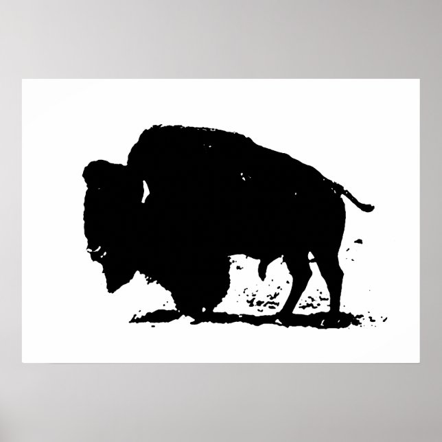 Pop Art Buffalo Bison Silhouette Poster (Frente)