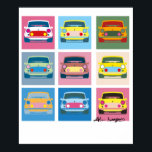 Pop Art Classic Mini Poster<br><div class="desc">Mini poster Clássico. Inspirado pelo movimento pop e combinado com a artista de Sir Alec Issigonis,  este clássico mini poster é um presente perfeito para qualquer entusiasta. Também disponível como um cartão de saudações.</div>