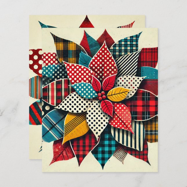 Pop Art Collage Poinsettia Scrapbook Paper (Frente/Verso)