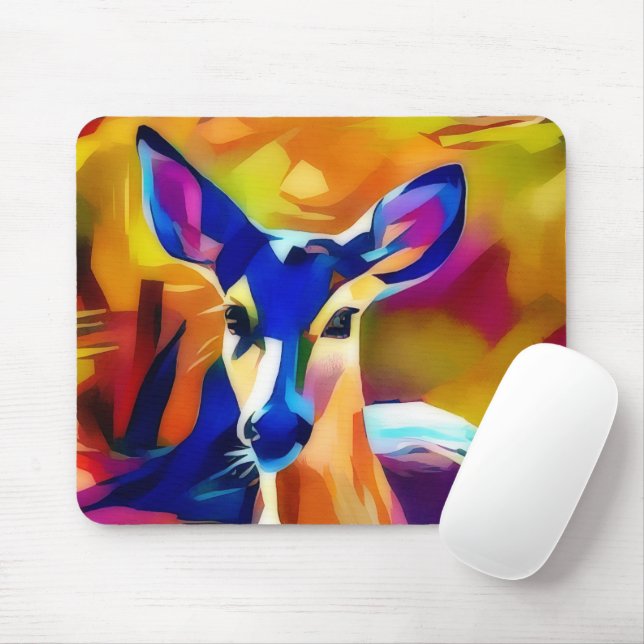 Pop Art Colorful e Sweet Deer Mousepad (Com mouse)