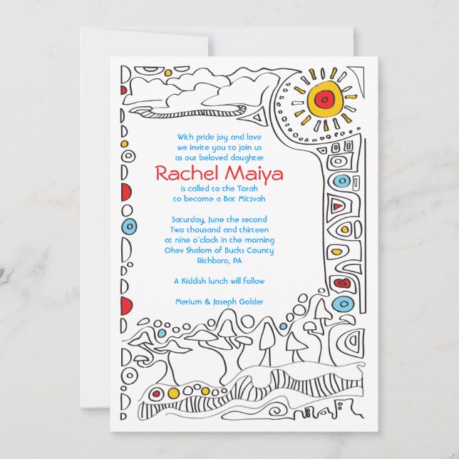 POP ART - Convite De Bat Mitzvah (Frente)