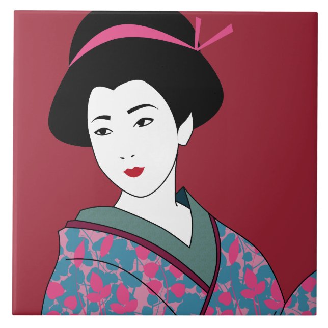 Pop Art Geisha em Floral Kimono Personalizado (Frente)