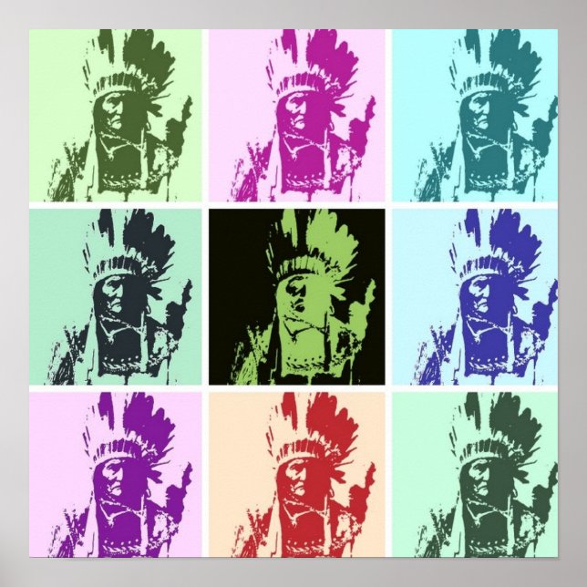 Pop Art Geronimo Poster - Indiano guerreiro da lib (Frente)
