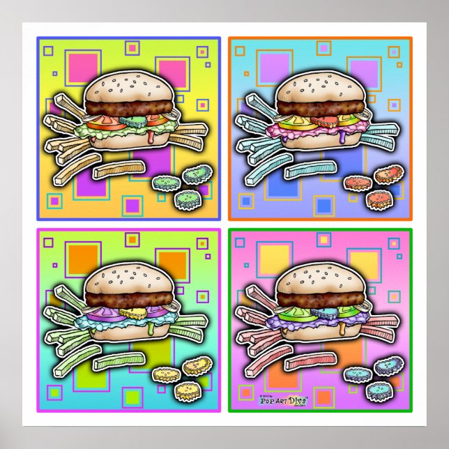Pop Art HAMBURGER POSTERS - IMPRESSÕES (Frente)