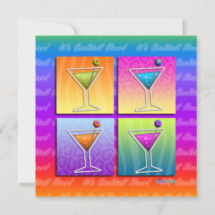 Pop Art MARTINIS Convite de festas (sq)