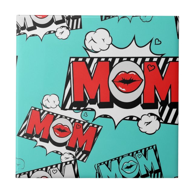 Pop Art MOM Love Pattern in Turquoise (4) (Frente)