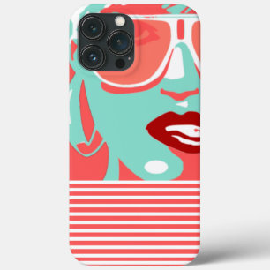 Pop art Mulher branca Óculos escuros mordendo Lábi