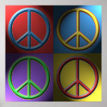 Pop Art Peace Sign Poster<br><div class="desc">Obtenha prazer e promova a paz com este Poster de Sinal de Paz de Arte Pop com quatro sinais coloridos de paz em cores divertidas e engraçadas no estilo verdadeiro hippie. Clique em qualquer um dos ícones de poster abaixo para ver esse poster em formato maior.</div>