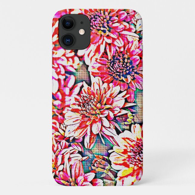 Pop Art Pink Flowers Capa de telefone Floral (Verso)