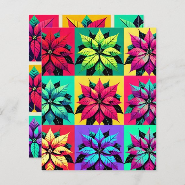 Pop Art Poinsettia Color Blocks Scrapbook Paper (Frente/Verso)