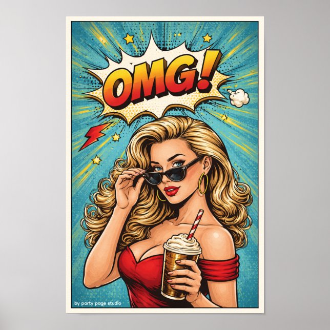 Pop Art Poster „OMG!“ – Glamour Woman Comic Wandbi (Frente)