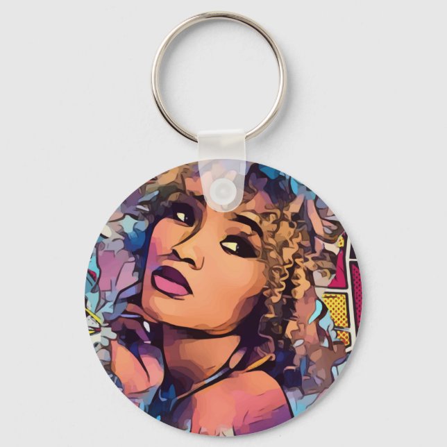 Pop Art Princess Button Chaveiro (Frente)