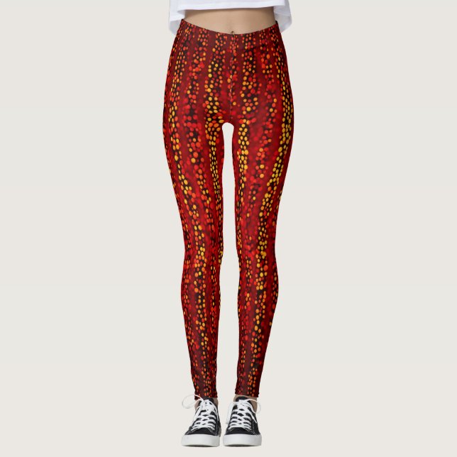 "Pop Art Rouge: Leggings de Dama Vermelha Escura" (Frente)