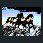 Pop Art Running Horses Impressão Poster<br><div class="desc">Impressão de Arte por Tinta Negra Digital Desenhando Tinta Numérica - Posters Modernos de Arte Animal - Animais Digitais Coloridos Por Computadores Animais Figurativos Pop</div>