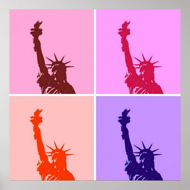 Pop Art Style Estátua da Liberdade Poster (Frente)
