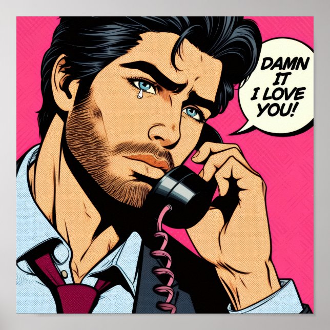 Pop art style hunky guy Poster (Frente)