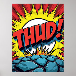 Pop Art "THUD!" Poster de explosão em banda desenh