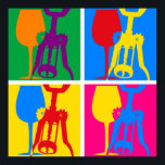 Pop Art Wine Poster<br><div class="desc">Excelente de amantes de vinho design com 4 silhuetas coloridas diferentes de vidros de vinho e de abertura de garrafas em cores brilhantes contrastantes. Perfeito para uma festa de provando de vinho. PinkInkArt original!</div>