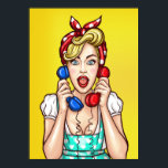 Pop Art Woman em Dois Telefones poster<br><div class="desc">Imagem original de freepik.com (usada com licença),  modificada por mim. Veja na minha loja mais itens com esta imagem.</div>