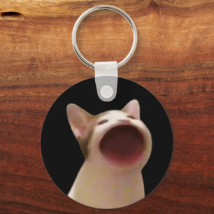 Pop Cat Meme Chaveiro de Lado Duplo