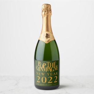 Pop Champagne Frasco de Ano Novo Conjunto de Etiqu