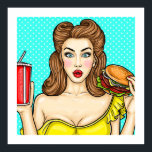 Pop com Poster Burger Kitchen 24x24<br><div class="desc">Este poster/impressão seria excelente para uma cozinha retrógrada. Escolha o seu tamanho,  cor de fundo e qualidade do papel. Use as ferramentas de enquadramento do Zazzle para ver como esta imagem será moldada. Aumente ou diminua a borda de acordo com sua visão.</div>
