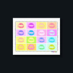 Pop da Galeria de Artes Lipstick KISS Canvas<br><div class="desc">Um bando de estilo de arte Pop, Beijos, Beijos Bipais! Lábios em um arco-íris de cores em uma Canvas da Galeria - Prontos para travar, sem quadros necessários! Perfeito para um quarto de meninas, um banheiro ou um gatinho de decoração em casa. Escolha sua cor de fundo e escolha seu...</div>