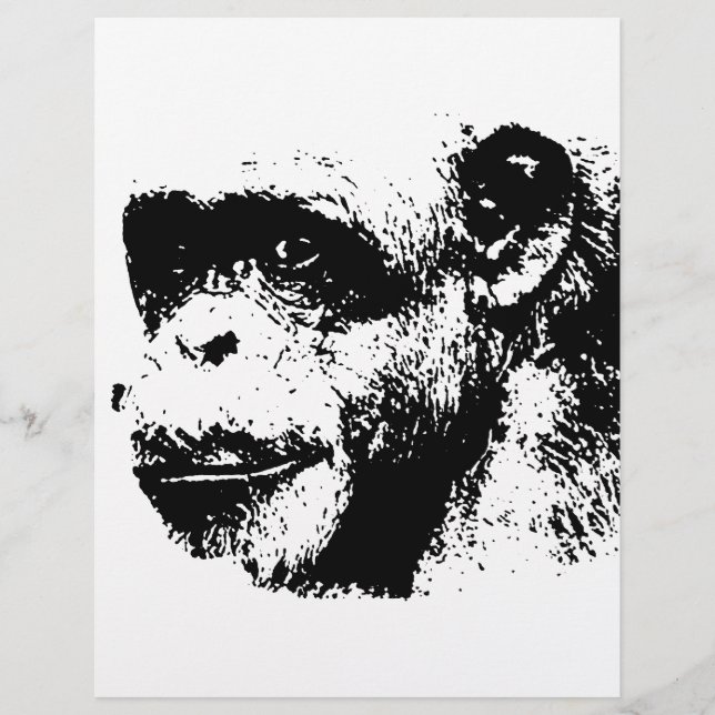 Pop de arte em chimpanzé preto-e-branco (Frente)