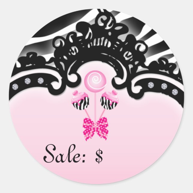 Pop de bolos Etiqueta de preço adesivo Venda zebra (Frente)