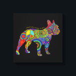 pop de Canvas de arte "Peace Love & Boston Terrier<br><div class="desc">Este design único faz um presente de excelente para um fã de Boston Terrier! O padrão psicodélico colorido é vibrante e definitivamente faz um display atraente para os olhos. Estúdio Design DoggyStyle,  comemorando o melhor amigo do ser humano! © 2014 DoggyStyle Design Studio</div>