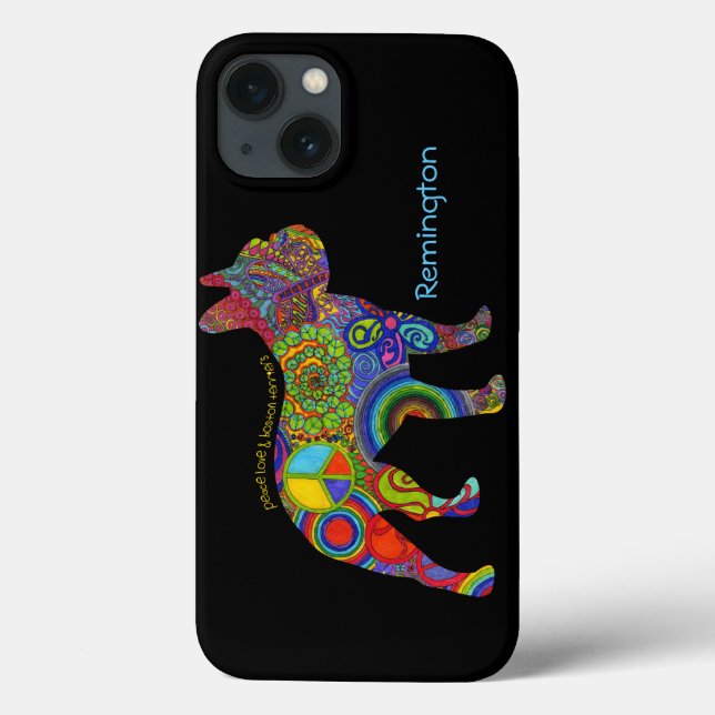 pop de capas de iphone de arte "Peace Love & Bosto (Verso)