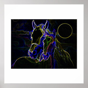 Pop de cavalos e luas Impressão de Poster de quadr