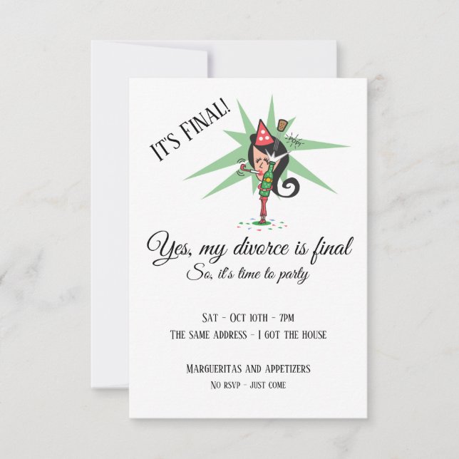Pop do Convite de festas de divórcio de Cork (Frente)