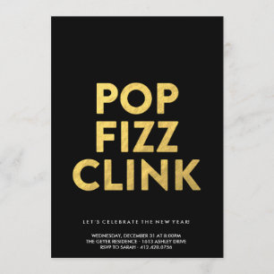 POP FIZZ CLINK! - Convite de festas Véspera de an