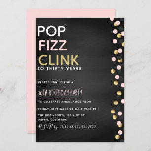 Pop Fizz Clink em qualquer idade Convite de Aniver