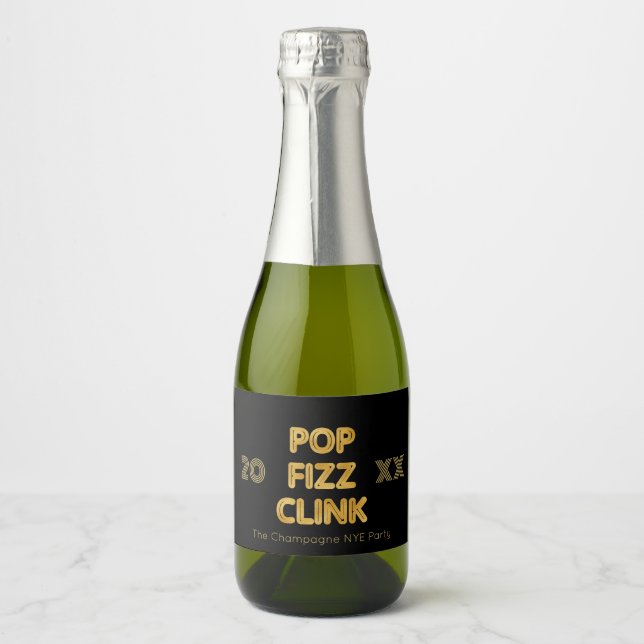 Pop Fizz Clink Moderna Tipografia de Ano Novo (Frente)