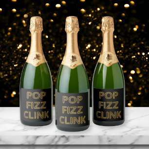 Pop Fizz Clink Moderna Tipografia de Ano Novo
