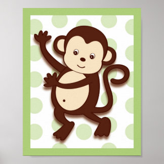Pop Monkey Jungle Nursery Art Impressão 8X10