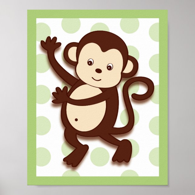 Pop Monkey Jungle Nursery Art Impressão 8X10 (Frente)