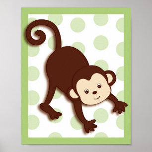 Pop Monkey Jungle Nursery Art Impressão 8X10