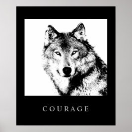 Pop Motivação Coragem de Arte Wolf Poster Impressã