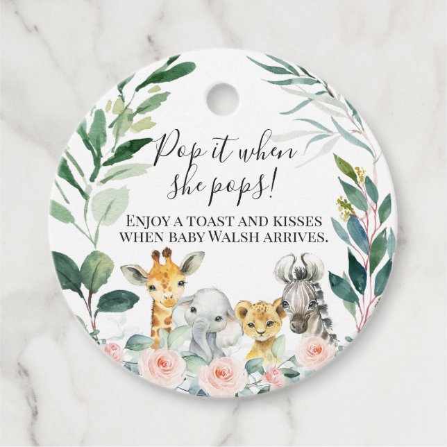 Pop Safari Rosa Favorece Etiquetas (Frente)