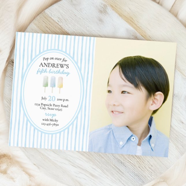 Pop sobre o convite de aniversário do picolé azul (Criador carregado)