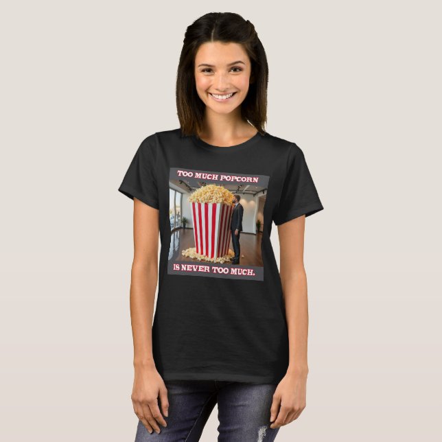 Popcorn Anyone, mulheres camiseta preta (Frente Completa)