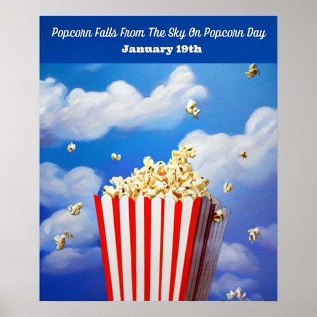 Popcorn Cai Do Céu Na Poster Do Dia Da Pipoca (Frente)