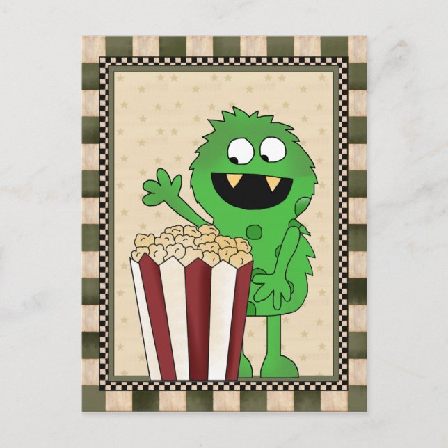 Popcorn Monster adiciona palavras cartão postal (Frente)