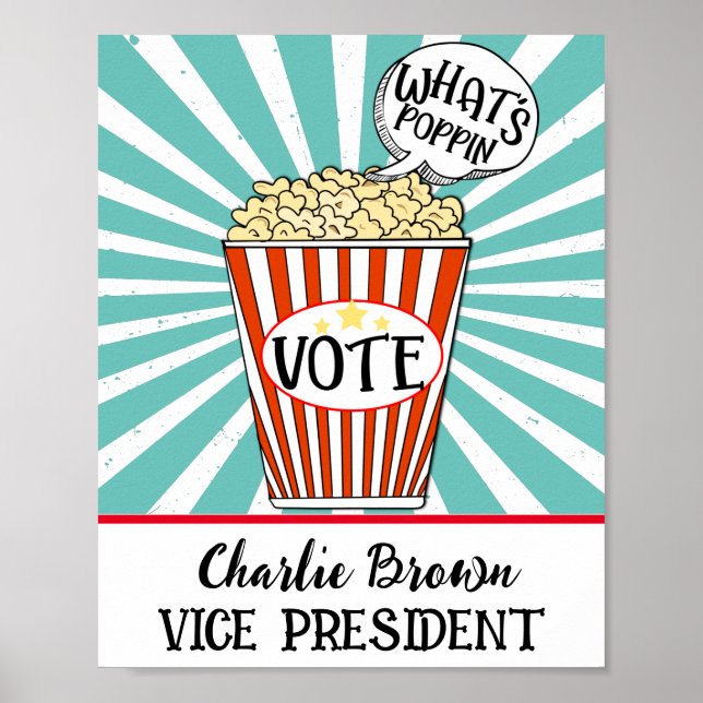 Popcorn Vote" Diversão Poster de Eleições Escolare (Frente)