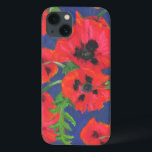 Pópias Orientais Negras e Vermelhas Brilhantes<br><div class="desc">Um caso na moda Case-Mate para proteger o seu ar iPad, com um lindo e ousado padrão de Papa Oriental vermelho e negro, em um fundo azul profundo. Parte da coleção 'Poppies orientais' de Posh & Painterly, este padrão pode ser facilmente personalizado através do redimensionamento do azulejo de padrão para...</div>