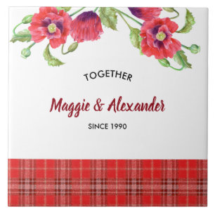 Pópias vermelhas com aquarelas Padrão Floral de 